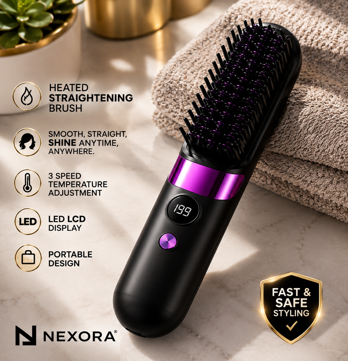 Nexora Heated Straightening Brush